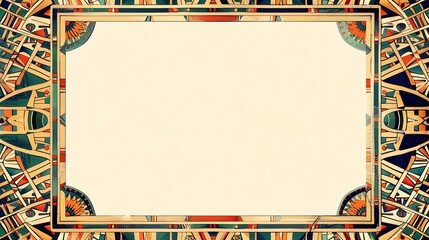 Egyptianstyle mosaic mirrors, border, background wallpaper, blank in the middle, minimalism, negative space, used for postcard template