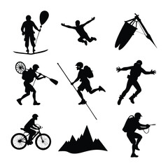 Naklejka premium set of silhouettes of skiers vector 