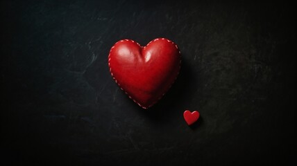 red heart on dark background, text space. Valentine's Day celebration concept
