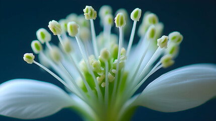 A detailed macro image of a snowdrop flower with its pure white petals and subtle green tips
