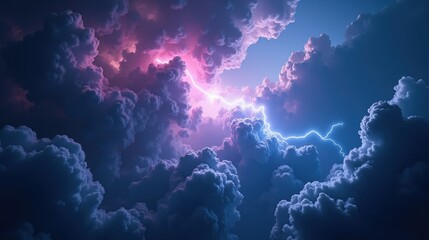A surreal galactic storm, ionized gas clouds churning with electric blue and violet lightning, celestial currents weaving through an infinite expanse of space.