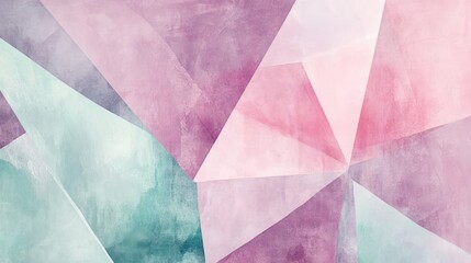 An abstract background with geometric shapes in pastel pink, lavender, and mint green, evoking a soft, modern aesthetic