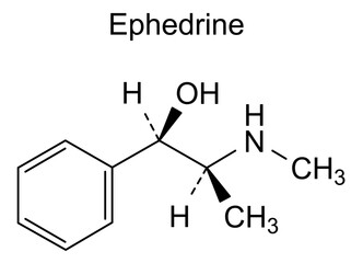 Chemical structure of ephedrine, drug substance