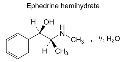 Chemical structure of ephedrine hemihydrate, drug substance