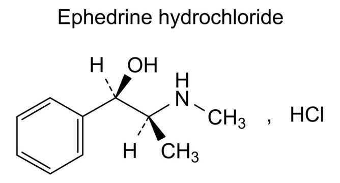Chemical structure of ephedrine hydrochloride, drug substance