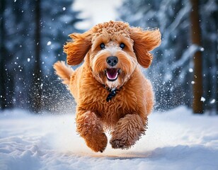 Generated Title: Playful Dog Running Through Snow During Wintertime

