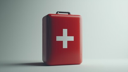 Obraz premium Red first-aid kit against a plain background