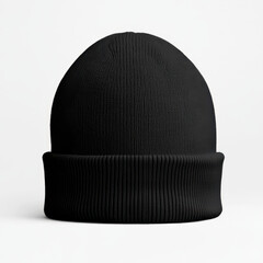 Black Knit Beanie for Winter Climate and Casual Fashion Accessories