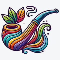 A Beautiful Classic Tobacco Pipe Icon Showcased in Shades of Brown and Yellow Colors stock illustration