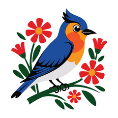 A vector illustration of a playful bluebird with a vibrant and colorful design.