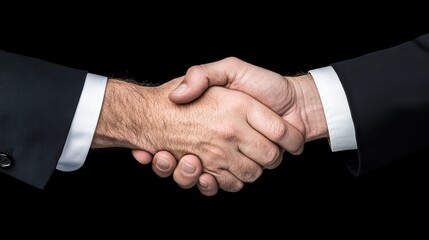 Close-Up of Two Businessmen Shaking Hands in Professional Setting