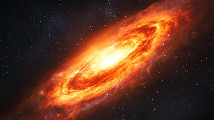 Background illustration concept art of a red galactic nebula in space, beautiful stars at the night sky.