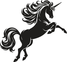 Unicorn Vector Silhouette, Magical Unicorn Icon, Mythical Creature unicorn Illustration