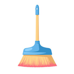 Clipart on transparent background, flat vector broom and dustpan cleaning on white background, ideal for presentations and educational content