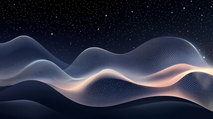 In an abstract design, a flowing, luminous feature against a black background creates a serene and mystical mood