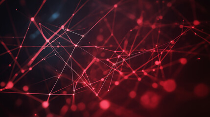 Fototapeta premium Network of interconnected red dots and lines: This image encapsulates a network of interconnected red dots and lines, symbolizing connectivity, data flow.