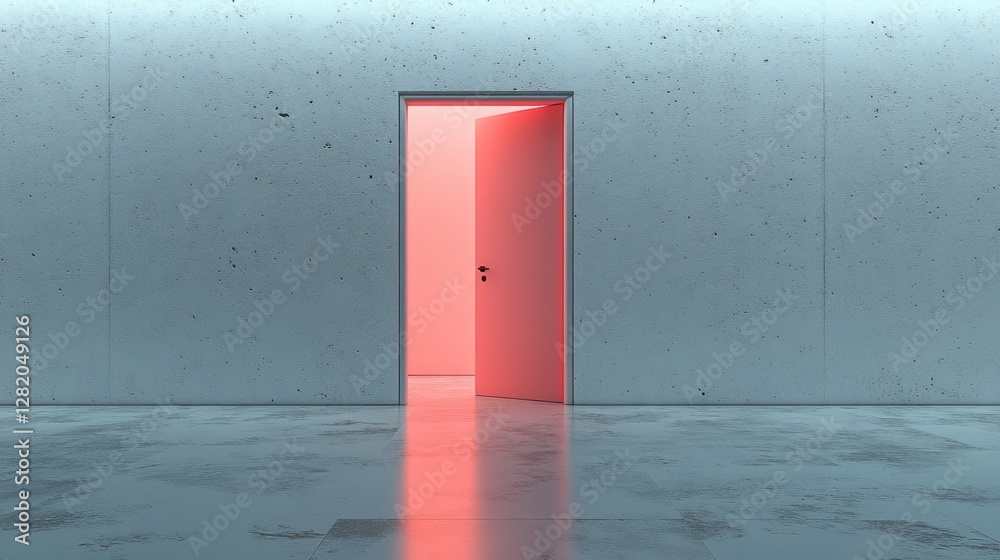 Poster a doorway stands ajar, inviting curiosity as soft pink light spills into a minimalist room. the smoo