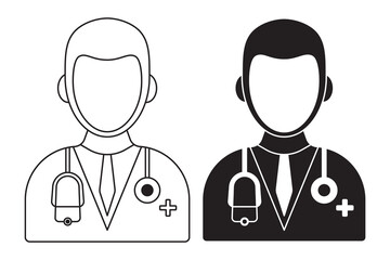 Doctor Icon set Silhouette Vector Illustration for Medical Healthcare icon and Professional Design.