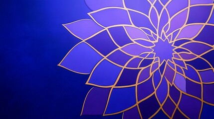 Obraz premium Abstract floral design with vibrant purple and gold color on a deep blue background