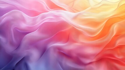 Fototapeta premium Vibrant flowing silk fabric in shades of pink, orange, and purple, creating a dreamy and elegant backdrop for fashion or design projects.