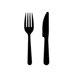 Simple Black Fork and Knife Silhouettes