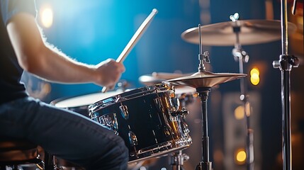 A man is playing the drums