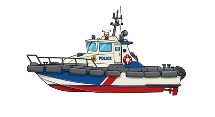 Police Boat Cartoon Toy No Background Vector