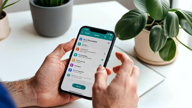 Salesperson Using Commission Calculator App for Earnings Estimate