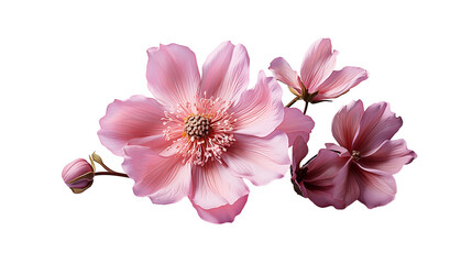Pink Flowers Soft Blossom Floral Design, Botanical Beauty for Nature Themes, isolated on transparent background.