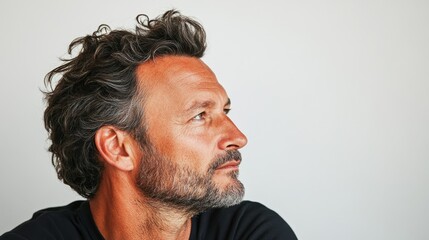 Obraz premium Man with beard against white background.