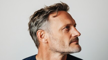 Obraz premium The image features an older man with gray hair and a beard.