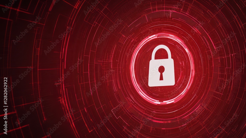 Poster red cybersecurity alert displayed on computer screen in chaos