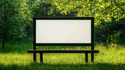 Fototapeta premium Blank Billboard in Serene Outdoor Green Park Setting