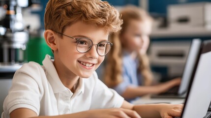 Students Engaged in Learning with Laptops in Modern Computer Lab