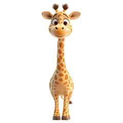 Naklejka premium Fluffy 3D Cartoon Giraffe with Glowing Spots Isolated on Transparent Background
