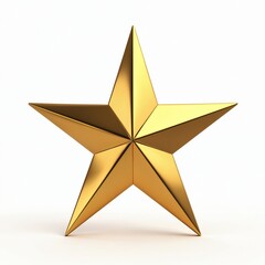 3D rendered gold star isolated on white background. Symbolizes feedback, excellent performance, rating, status, VIP. Three-dimensional metal shape illustration, luxury, success, shiny object.