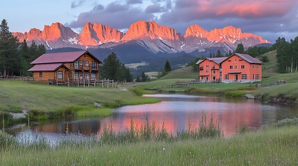 A mountain range emerging through a veil of mist, with light clouds drifting across the peaks at dawn.