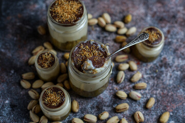 Trendy dessert dubai chocolate magnolia.
