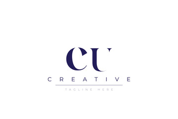 cU abstract  minimalist letters Logo Monogram. It is a minimalist logo, this logo is made by combining two letters