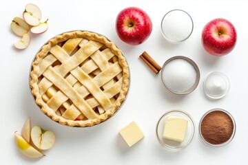 Delicious homemade apple pie preparation with fresh ingredients and spices in a cozy kitchen setting