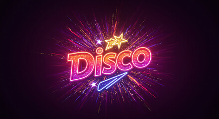 Disco Logo Neon Lights Explosion