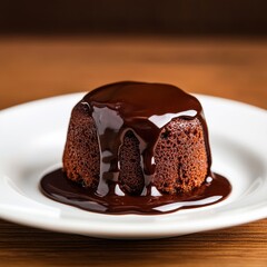 Artistic Shot of Chocolate Lava Cake Oozing with Rich Sauce