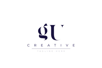 gU abstract  minimalist letters Logo Monogram. It is a minimalist logo, this logo is made by combining two letters