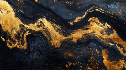 Fototapeta premium abstract flowing gold and black textures, luxurious and dynamic composition, radiant and textured design, bold and glowing atmosphere