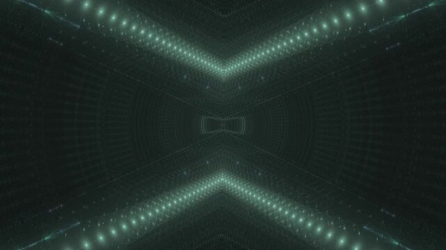 leuchtende Lichtpunkte bewegen sich langsam Richtung Zentrum, digitaler Datentransfer, Licht, Internet, Energie, Datenfluss, Internet, Geschwindigkeit, Wandel, Austausch, Algorithmus, t&uuml;rkis
