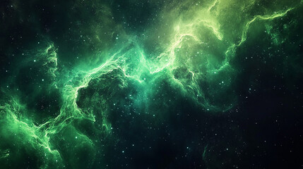Fototapeta premium Stunning green cosmic nebula swirling through the depths of outer space