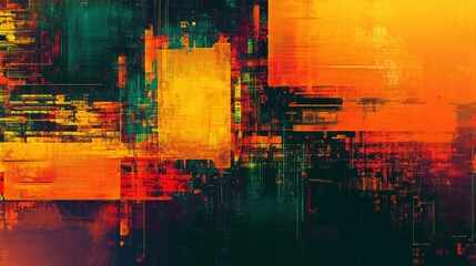 abstract glitch-inspired textures with neon effects, dynamic and artistic composition, textured and modern design, bold and glowing tones