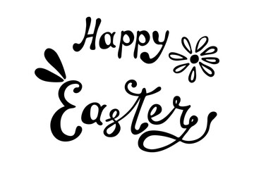 Happy Easter, hand made by hand with the ears of the rabbit and flower.