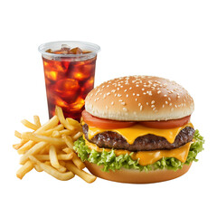 Juicy Cheeseburger with Fries and Cola  
