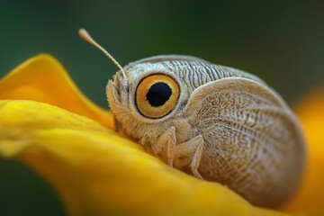 Close-up view of a butterfly resting on a vibrant yellow flower captured in a garden setting during daytime